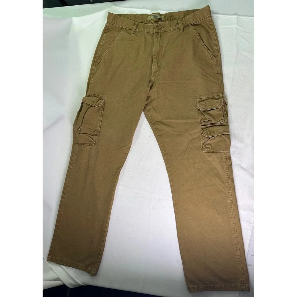 Wrangler Jeans Co Brown Cargo Pants Mens Cotton‎ Relaxed Workwear Utility 34x32